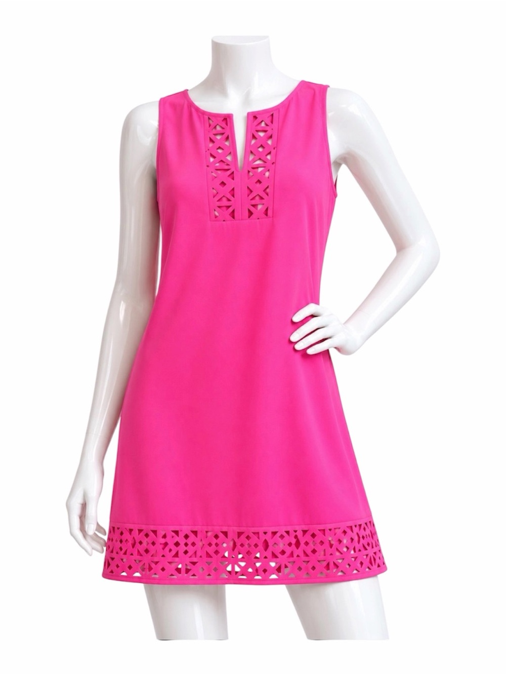 TCEC Hot Pink Laser Cut Sleeveless Tunic Dress Size M